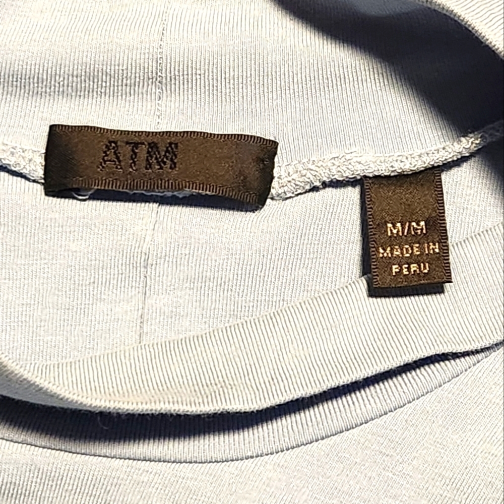 ATM Anthony Thomas Melillo Pima Cotton Side Draped Light Blue Dress Size M - Picture 7 of 8